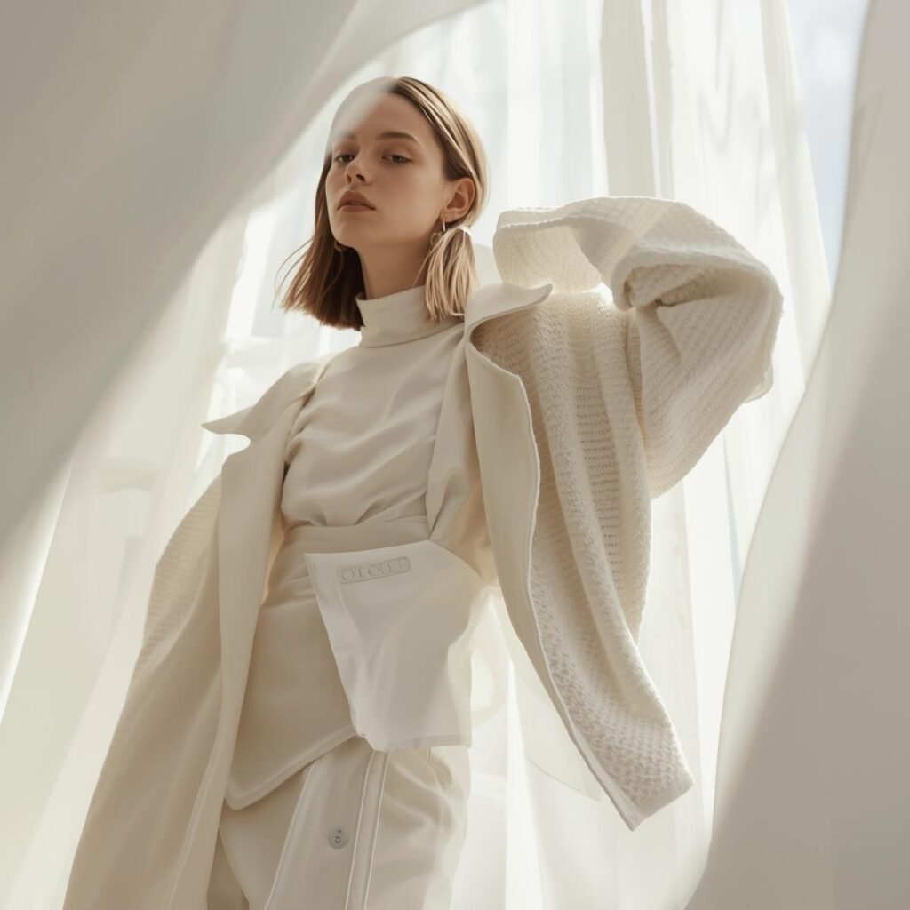 fashion phot with white, beige, neutral color scheme, artistic (2)